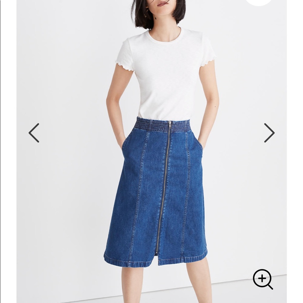 MADEWELL Rigid Denim Zip Midi Skirt